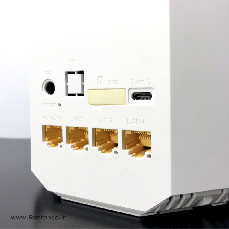 پشت مودم ZLT X28 Pro دارای 4 پورت LAN گیگابیتی
